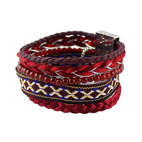 2014 New Coming Red-Tone Beads Rope Magnetic Braided Bracelet