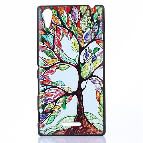 Multicolor Leaf Tree Pattern PC Hard Back Case for Sony Xperia T3