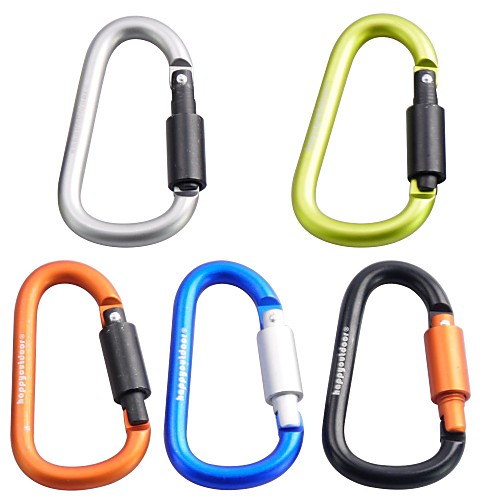 8mm D-shaped Carabiner With Screw Lock Quick Release Hook (Random Color)