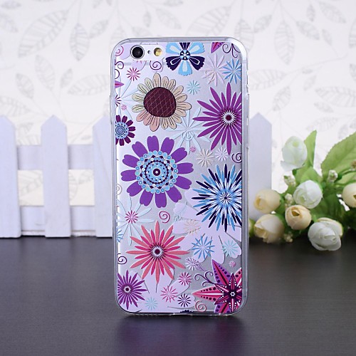 Beauty Flowers A Pattern Transparent TPU Soft Case for iPhone 6