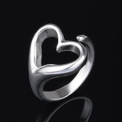 Women's Fashion  Hollow Heart Sliver Plated Adjustable  Ring