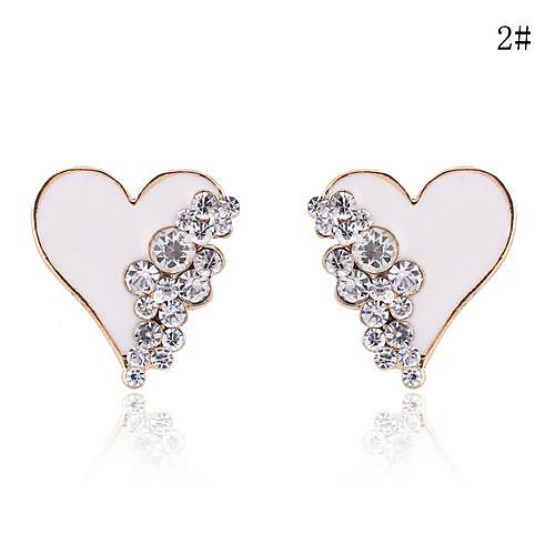 Lureme Gold Plated Enamel Heart with Crystals Earrings