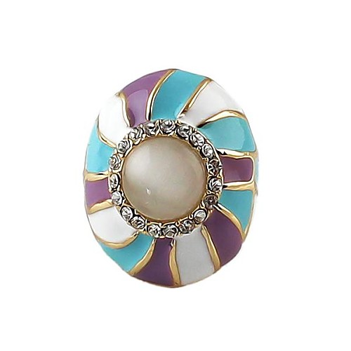 2014 Gold-Tone Big Women Colorful Gemstone Ring