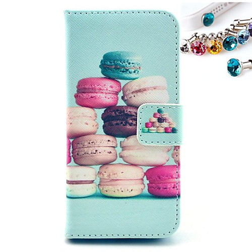 Cake Pattern PU Leather Full Body Case with Card Slot and Stand for iPhone 5C