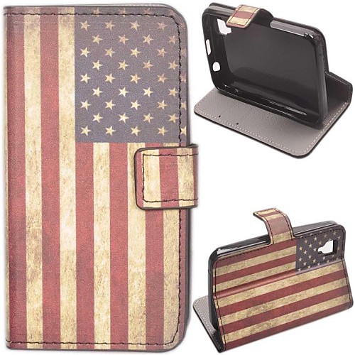 American Flag Pattern PU Leather Case with Stand and Card Slot for Wiko Sunset