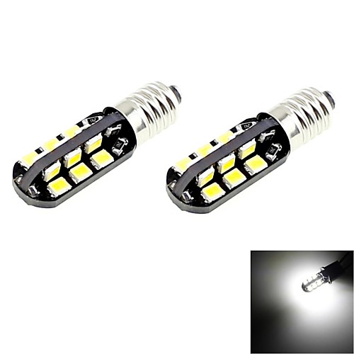 e10 2W 100lm 6000K 24-SMD 2835 LED White Light автомобилей лампочки (2шт / DC 12V)