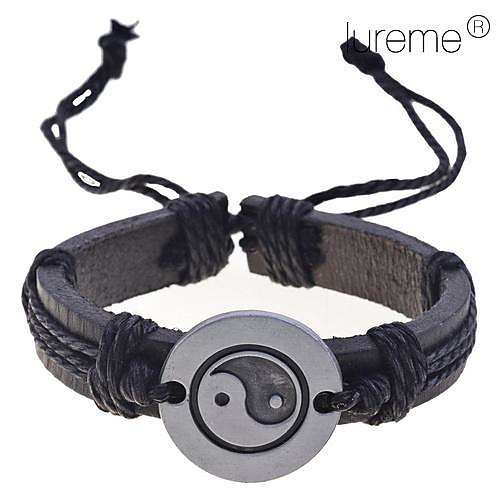 Lureme Chinese Tai JiCharm Leather Braided Bracelet