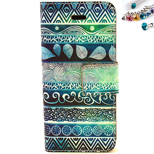 Coloured Drawing Or Pattern PU Leather Full Body Case with Card Slot and Stand for iPhone 5C