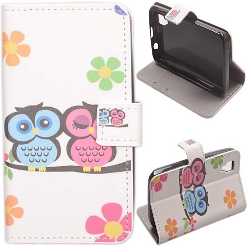 Love Owl Pattern PU Leather Case with Stand and Card Slot for Wiko Sunset