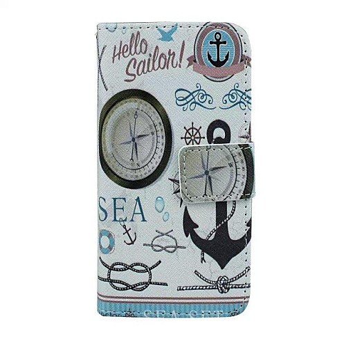 Anchor Pattern PU Leather Full Body Case with Card Slot And Stand for iPhone 5C