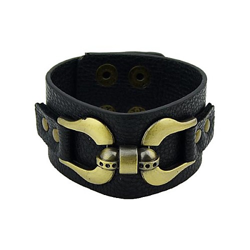 2014 Hot Trends Punk Style Black Men Pu Leather Bracelet