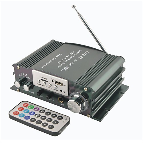 -750 Привет-Fi стерео цифровой усилитель с FM / SD / USB для автомобиля / мотоцикла - черный
