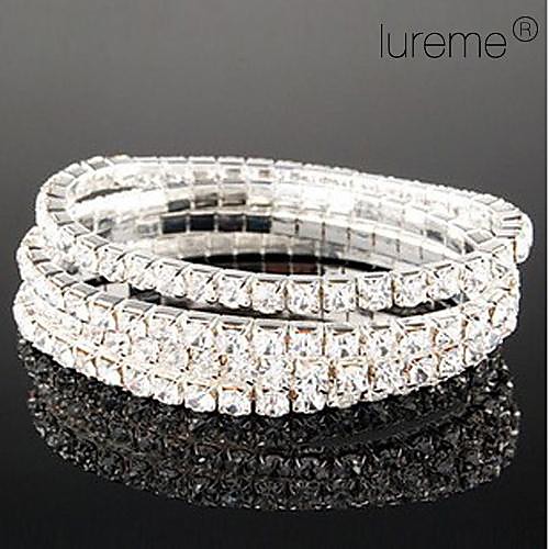 Lureme Simple Row Crystals Elastic Bracelet