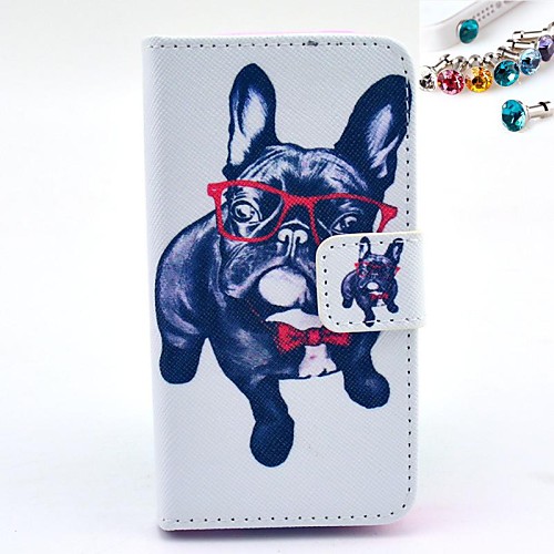 With Eyes Of A Dog Pattern PU Leather Full Body Case with Card Slot and Stand for iPhone 4/4S