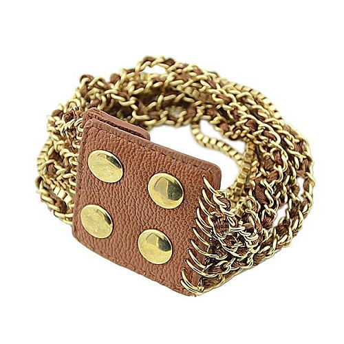 2014 Hot Sale Unique Style Multilayer Twisted Pu Leather Chains Bracelet