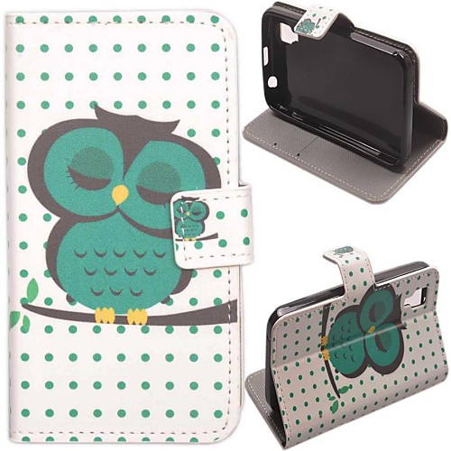 Sleeping Owl Pattern PU Leather Case with Stand and Card Slot for Wiko Sunset