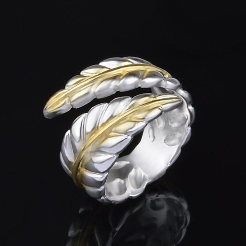 Women's Fashion Personality  Feather Open Ring