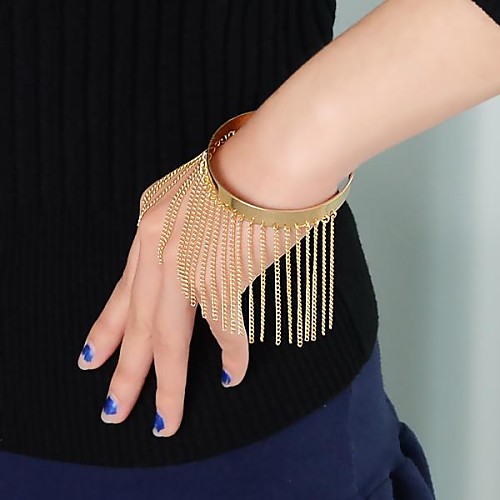 2014 New Coming Gold Plated Punk Style Cuff Bangle Tassel Bracelet