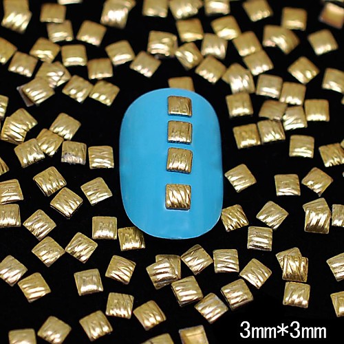100шт 3 мм золотой квадрат металлический зерна заклепки Nail Art Decoration