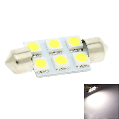 36мм 6x5050 SMD LED 100LM 6000K холодный белый свет гирлянда купол чтение карту номерного знака лампочку для автомобиля (DC 12V)