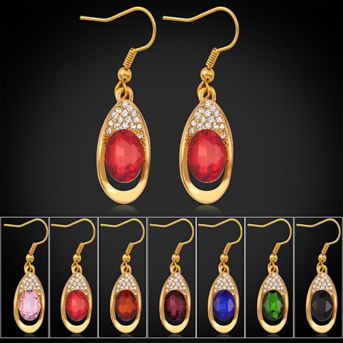 7 colors New Trendy 18K Gold Plated Rhinestone CZ Diamond Dangle Earrings Fashion Jewelry
