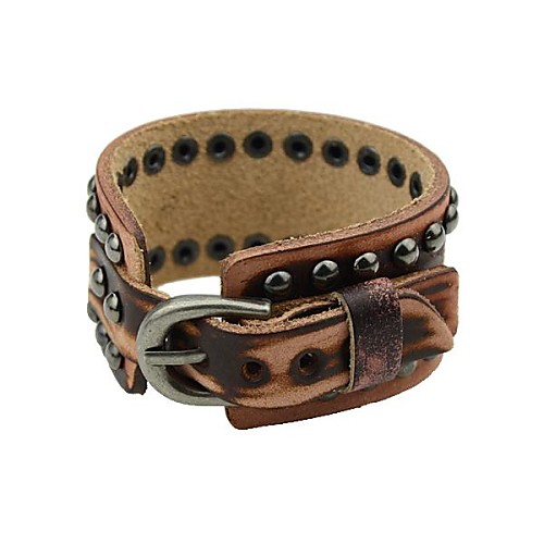 2014 Hot Sale Punk Style Coffee Spike PU Leather Bracelet