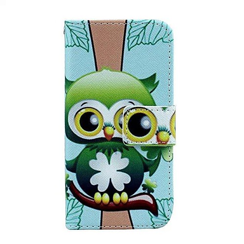 Owl Pattern PU Leather Full Body Case with Card Slot And Stand for iPhone 5C