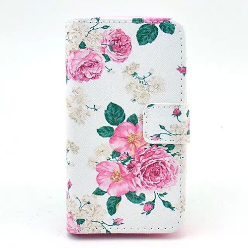 Beautiful Rose Flower Pattern PU Leahter Full Body Cover with Stand and Card Slot for Huawei Y330