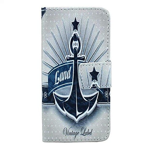 Anchor Pattern PU Leather Full Body Case with Card Slot And Stand for iPhone 5C