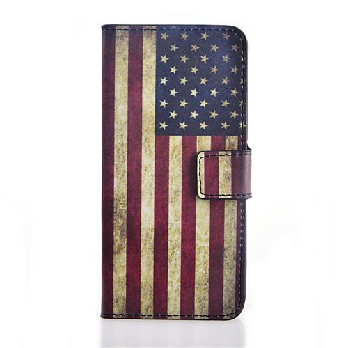 American Flag Pattern PU Leather Case with Stand and Card Slot for Wiko Wax