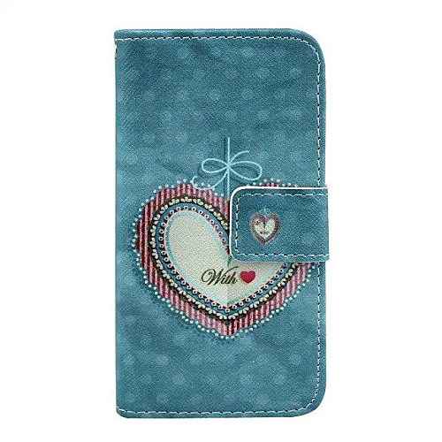 Heart Pattern PU Leather Full Body Case with Card Slot And Stand for iPhone 5C