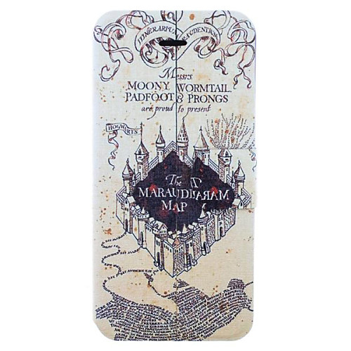 Marauder's Map Harry Potter Movie Series Pattern Clamshell PU Leather Full Body Case with Card Slot for iPhone 5C