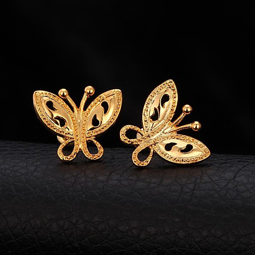 18K Real Gold Platinum Plated Classic Romantic Cute Butterfly Stud Earrings Fashion Jewelry