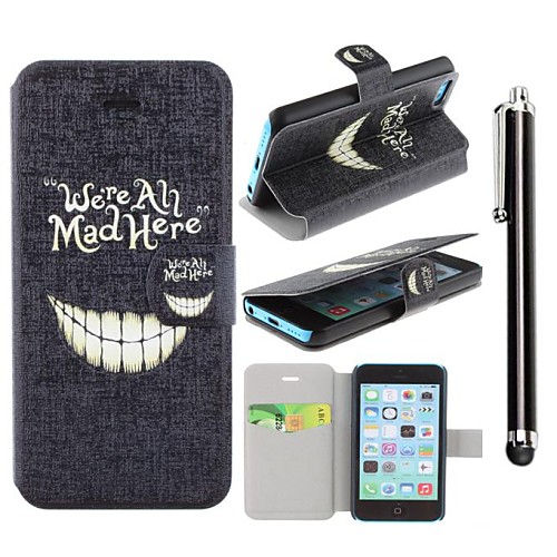 Crazy Teeth Pattern PU Leather Full Body Case with Stand and A Stylus Touch Pen for iPhone 5/5S/5C