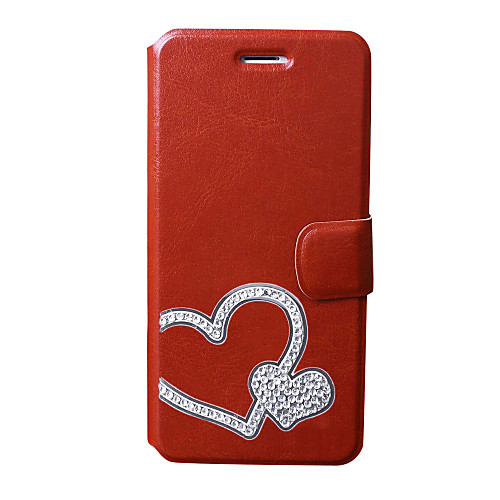 DIY Heart-shaped with Rhinestone Leather Case with Stand for iPhone 6