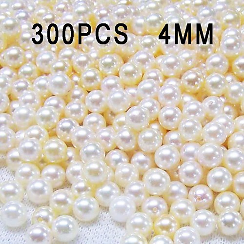300pcs бежевый круглый жемчуг украшения искусства ногтя 4мм
