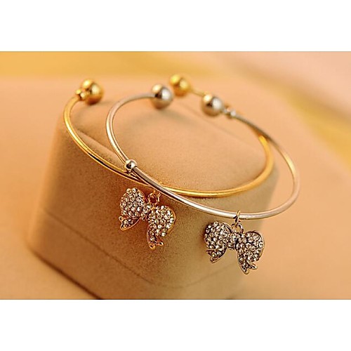 Fashion Perfection Bowknot Rhinestone Multicolor Alloy Bracelets(1 Pc)(Golden,Silver)