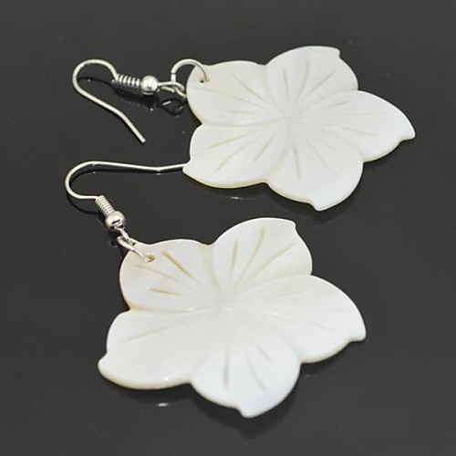 Toonykelly Vintage Look Natural Flower Shell Dangle Drop Earring(1Pair)