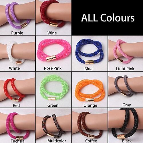 Eruner Hot sale Mesh Double Stardust Bracelets With Crystal Stones Filled Magnetic Clasp Charm Bracelets Bang