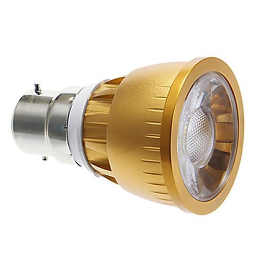 с регулируемой яркостью b22 5W (= инков 40w) CRI>80 COB 550Lm теплый белый холодный белый свет водить пятна лампы -золото (220)