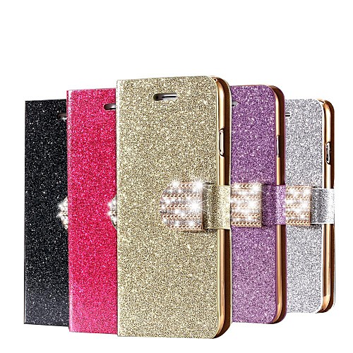 Rhinestone магнитного пряжки бумажник PU кожаный чехол с держателями карт для IPhone 5 / 5S (разных цветов)