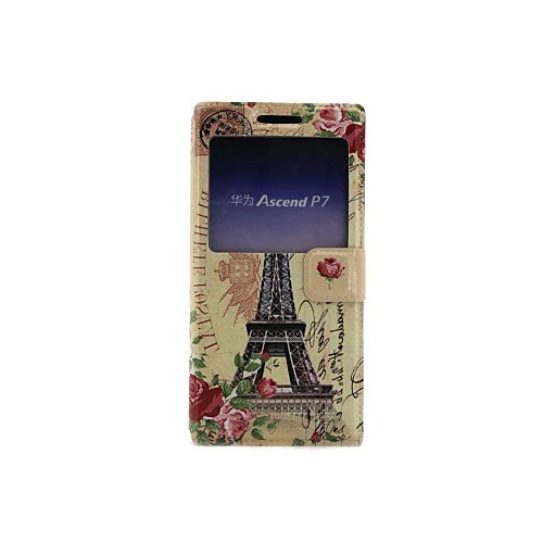 Crown Tower Skylight Pattern PU Leather Full Body Case for Huawei Ascend P7