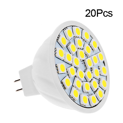 20pcs MR16 5W 30x5050 SMD 400-420lm 3500k / 6000k теплый белый / холодный белый свет водить пятна шарик (12)