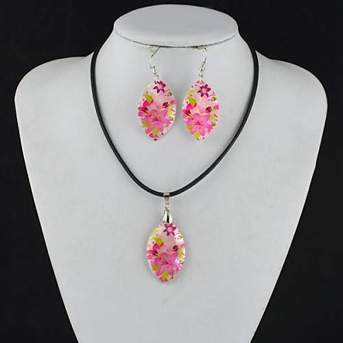 Toonykelly Fashionable Flower Natural Shell Cowry(Earring and Necklace) Jewelry Set