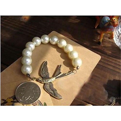 Fashion Nice Swallow Pearl White Alloy Bracelets(1 Pc)