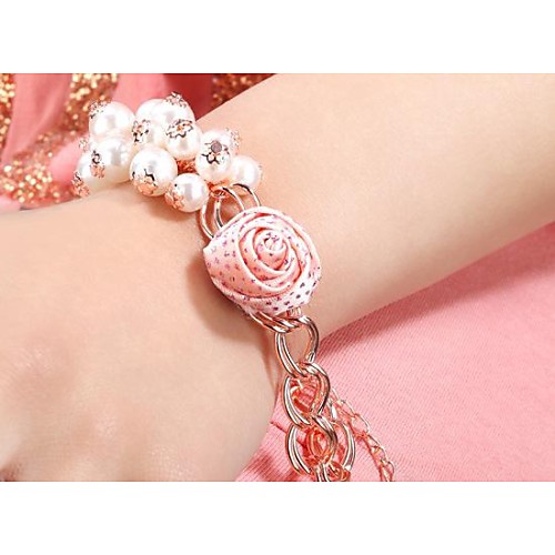 Fashion Pink Rose Charm Bracelet(1pc)