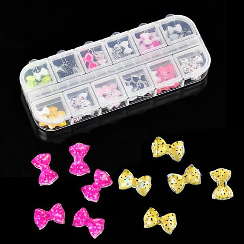 60pcs 12 дизайн акриловых смол бабочкой Nail Art Decoration