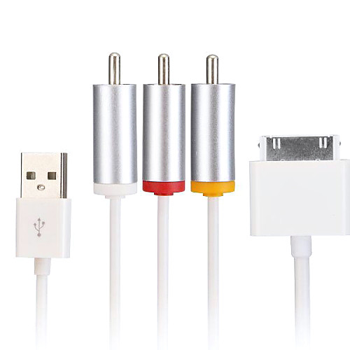 1,2 м композитный AV-кабель 30-контактный для AV и USB 2.0 кабель для iPhone 4 / 4s