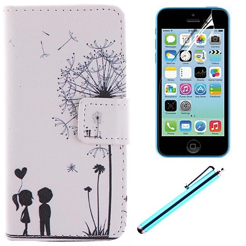 The Dandelion Lover Design PU Full Body Case with Card Slot and Stand for iPhone 5C