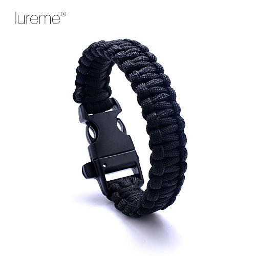 Lureme Simple Style  Polyester Weave Outdoor Survival Escape To Whistle Parachute Cord  Long Pattern Bracelet